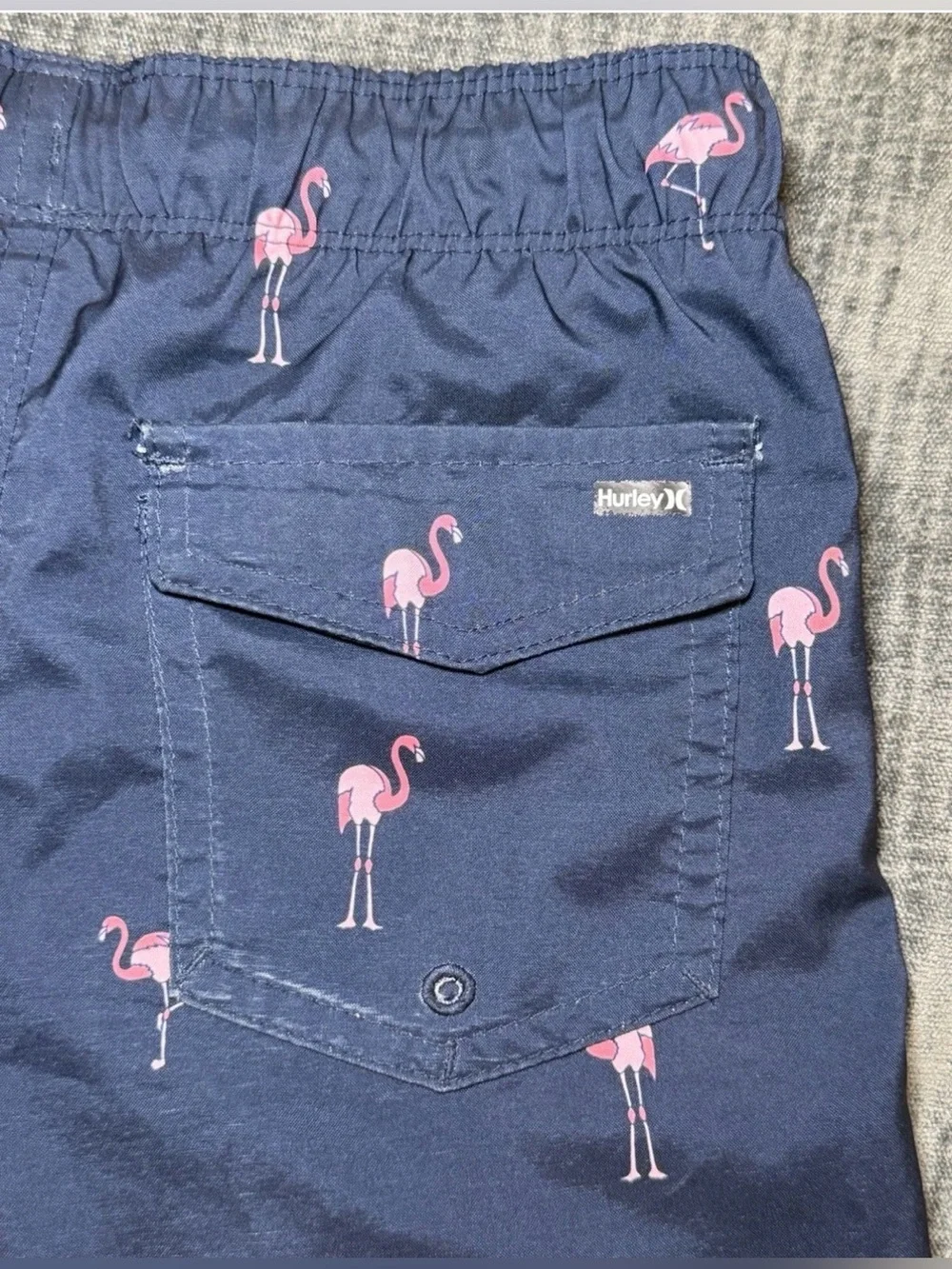 Hurley Kid's Hybrid Flamingo Swim Suit Shorts Blue Size M Medium Lined Pockets